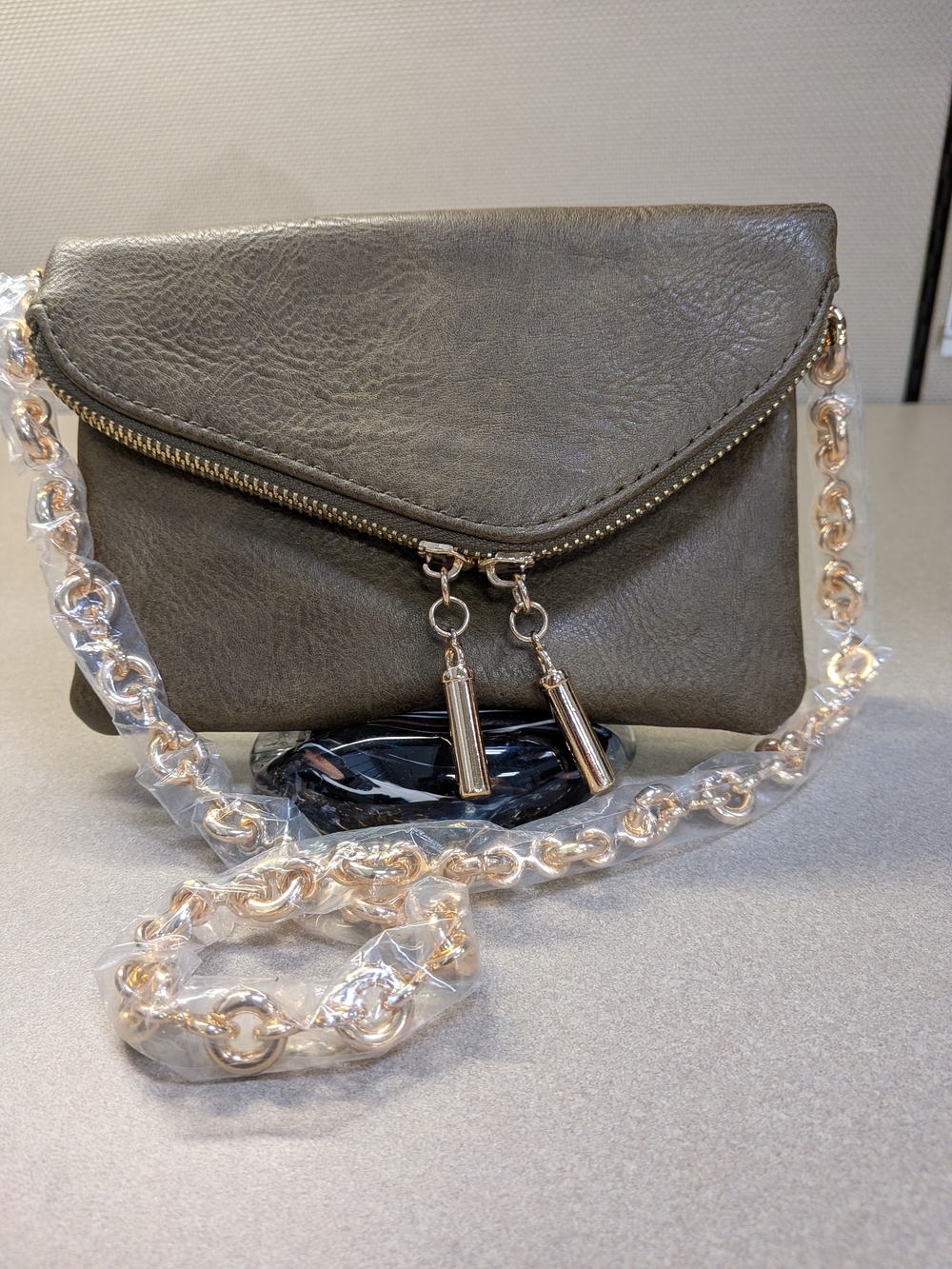 Urban Expressions Olive Crossbody with Gold Chain Strap